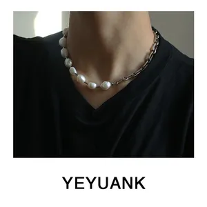Silver Color Chain Splicing Pearl Bracelet for Women Simple Korean Irregular Imitation Pearl Bracelet Jewelry Birthday Gift thumbnail-3