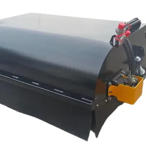Pickup Sweeper With Side Brush Skid Steer SSQA Gutter Broom Hydraulic Pivoting Arm Orange Motor Guard thumbnail-3