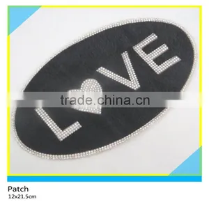 Iron on Rhinestone Decals Hotfix Oval "Love" Word Design Rhinestone Patch 12x21.5cm thumbnail-1