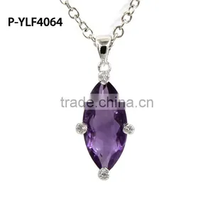 Yujinfu Mariquesa 8*18mm Amethyst 925 Silver Pendant With Czs 925 Sterling Silver Pendant thumbnail-1