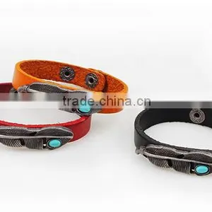 Factory Top Selling Wholesale Feather Leather Bracelet Jewelry/ thumbnail-5