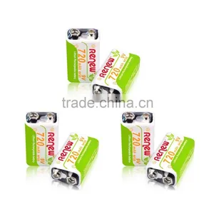 RENEW 6 Pack 9V 6F22 720mAh High Volume Lithium-ion Rechargeable 9 Volt Li-ion Batteries thumbnail-1
