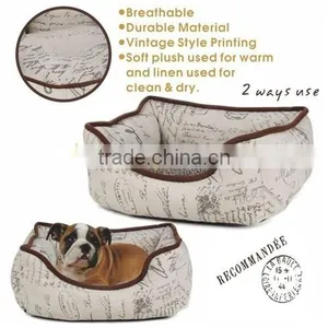 Durable &Breathable Dog Bed Linen Fabric With Vintage Printing Square Style thumbnail-1