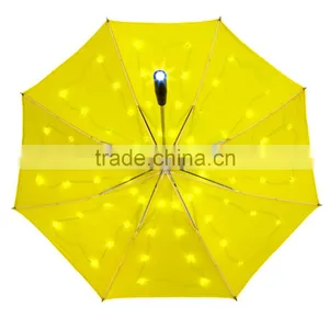 64LEDs Embeded Fully-automatic LED Light Rain Umbrella 23" 3Modes Flashlight Long-handled AAA Battery Torch Yellow Color thumbnail-4