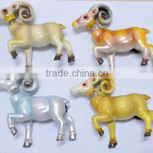 4 Inch Pearl Powder Ram Sheep Plastic Personalized Educational Country Fridge Magnets thumbnail-1