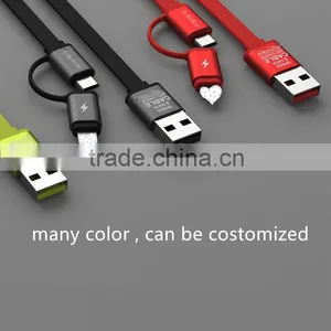 2 In1 Flat Noodle Usb Cable for Iphone & Samsung or Other Smart Phone thumbnail-3
