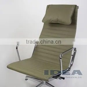 Replica Charles Aluminum Executive Easy Chair - Light Grey Genuine Leather thumbnail-5