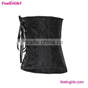Black Tight Underbust Front Lace Up Waist Cincher Corset thumbnail-4