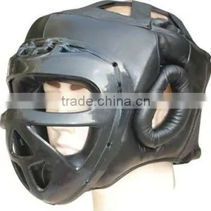 Leather Boxing Helmet With Face Cover thumbnail-1