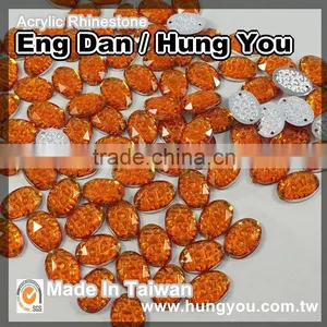 Made in Taiwan Oval Shape With 2 Holes Flat Back Sew On Rhinestone for Clothing thumbnail-1