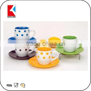 Wholesale 180cc Colored With Coffee Logo Ceramic Biscuit Cups Tea Cup and Saucer Ceramic thumbnail-1