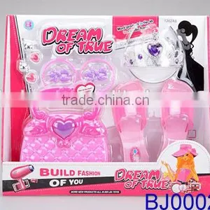 Fashion Kids Toy Pink Plastic Led Beauty Case and Tiara Crown thumbnail-1
