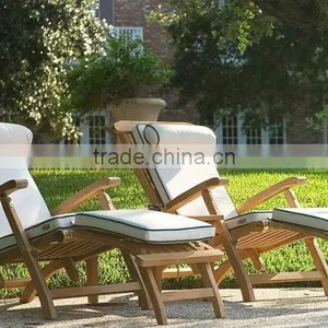 Steamer Lounger Chair Grade A Teak Wood With Cushion thumbnail-1