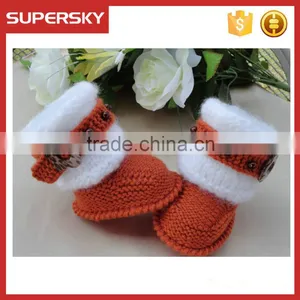 V-127 Fashion Knit Pattern Warm Crochet Baby Shoe Knitted Toddler Indoor Slippers Shoe thumbnail-1
