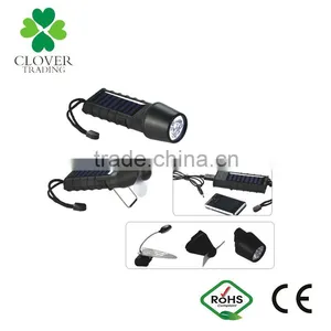 Multi-function Mobile Phone and USB Charger High Power Rechargeable 3 Led Solar Flashlight thumbnail-1
