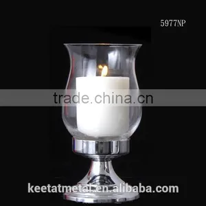Cold Rolled Steel Hurricane Candle Holder With Clear Glass And Nickel Plated Finishing thumbnail-2
