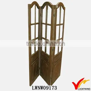 Decor 4 Hinged Door Folding Handmade Antique Wooden Room Divider thumbnail-3