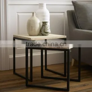 Simple Style Living Room Industrial Lighted End Table With Metal Frame thumbnail-1