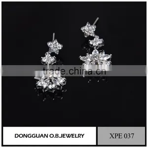 Beautiful Sterling Silver Earring for Lady, Wholesale Bridal Jewelry Flower Earring Design thumbnail-2