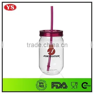 Eco-friendly 19 oz Plastic Single Wall Jars With Straw thumbnail-5