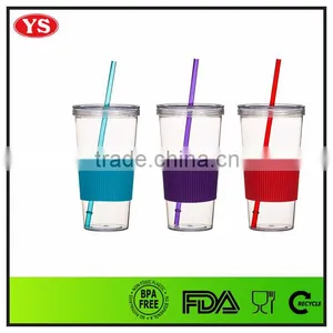 24oz Bpa Free Reusable Clear Plastic Cups With Straw thumbnail-4