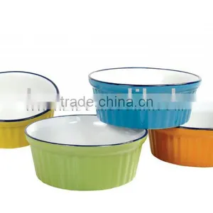 Ramekin Bowls in 2-tone Color With Lip Colored Lines thumbnail-1
