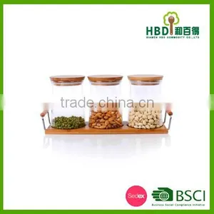 New Transparant Glass Jar/glass Canister With Airtight Bamboo Lid thumbnail-4