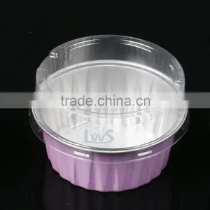 Colored High Quality Round Aluminum Foil Container With Lid Used for Pudding,yogurt, Cupcake thumbnail-4