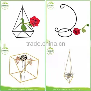 Birthday Gift ! Wire Diamond Geometric Black , Gold , Copper, Silver Air Plant Holder , Home Wedding Christmas Hanging Ornament thumbnail-1