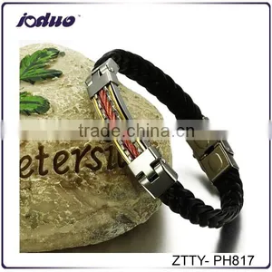 Fashion Colorful Titanium Steel Leather Bracelets Design thumbnail-1