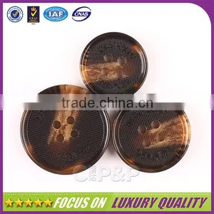 4 Holes Brown Customized Logo Engraved Sewing Resinic Buttons thumbnail-4