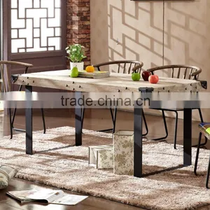 Manufacturing Solid Wood Dining Table Set With Metal Leg for Cafes, Coffee Shops and Restaurants thumbnail-1