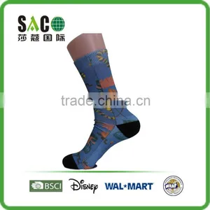 Orange Pig Pattern Flame Pattern Blue Printing Polyester Socks thumbnail-1