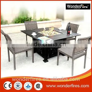 48" x 48" Square Chat Fire Pit Table - Outdoor FirePlace Fire Pit Heater Back Yard Propane Gas Patio Table Furniture thumbnail-1