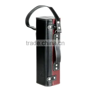 Wholesale Custom PU Leather Single Bottled Wine Box, Black Beautiful Gift Box thumbnail-1