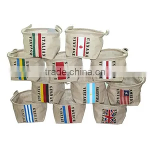 2014 Flax Camping Linen Storage Bag,flag Design Storage Box,high Capcacity Home Basket(BBHT004) thumbnail-1
