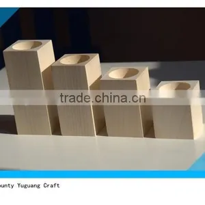 Set of 4 Wooden Candlesticks, Unfinished Items thumbnail-4
