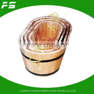 Natural Fir Wooden Oval Shape Garden Flower Planter Pot thumbnail-1