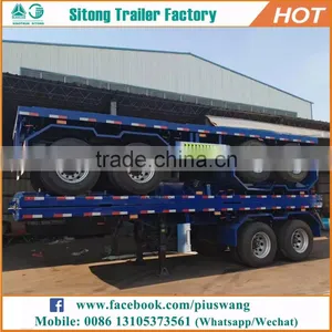 Durable 20ft 40ft Container Transport Semi Trailer 30 Ton Low Flatbed Semi Trailer thumbnail-5
