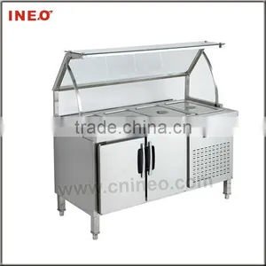 Stainless Steel Commercial Restaurant 4 Pan Buffet Bain Marie Food Fridge(Buffet Fridge) thumbnail-1