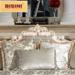 Bisini European Elegant Handcarved Wooden Fabric Sofa For Villa thumbnail-5