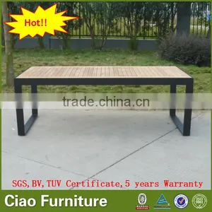 Modern Home Furniture Rectangle Rattan Teak Wooden Dining Table thumbnail-1