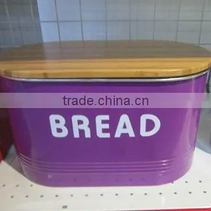 Fasionable Colorful Kitchen Wooden Lid Bread Bin thumbnail-1