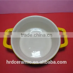 Stocked Korean Style Colorful Yellow High Ceramic Soup Pot thumbnail-2