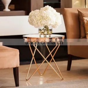 Rose Gold Metal Stainless Steel Frame With Glass-top Round End Table thumbnail-1