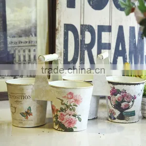 Wholesale Double Garden Flower Pots With Handle thumbnail-2
