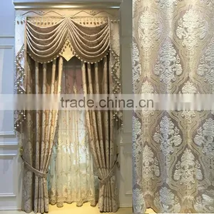 P-867 Luxury European Style Living Room Bedroom Beige Curtains Shade American Luxury Jacquard Curtains thumbnail-1