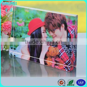 Square 4x6 Clear Freestanding Lucite Crystal Picture Frame thumbnail-1
