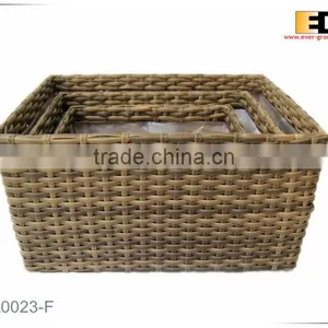 Rectangular Shape PE/plastic Rattan With Liner Plastic Pot thumbnail-1