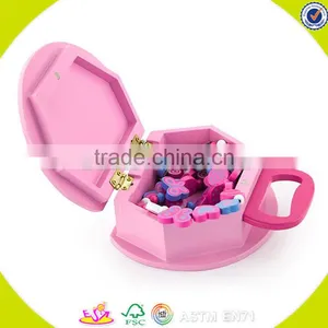 Wholesale Role Play Wooden Jewelry Box Toy Beautiful Pink Wooden Jewelry Box Toy Hot Kids Wooden Jewelry Box Toy W10D105 thumbnail-1